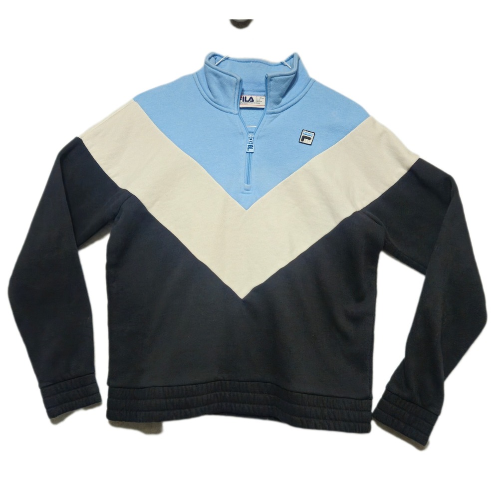 FILA‎ Mens Large Quarter Zip Pullover Colorblock Sweatshirt Retro Y2K Athleisure